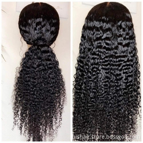 Wholesale Raw Brazilian Virgin Hair HD Lace Frontal Kinky Curl Wig 13x4 Swiss Lace Kinky Curly Original  Custard Natural HairWig